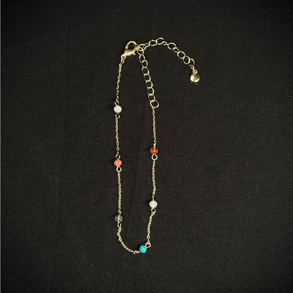 Elegant Gold Multicolor Beaded Anklet